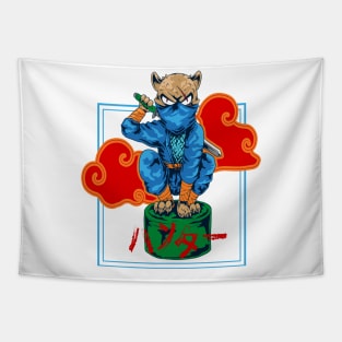 cat japanese samurai character Tapestry