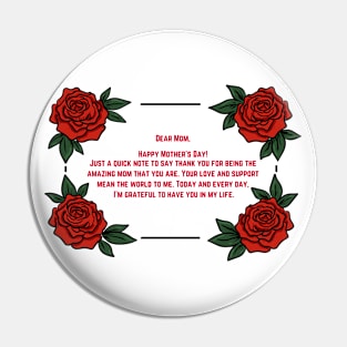 Dear Mom, Happy Mother's Day ! Pin