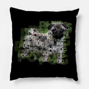 Pug Photo Typography Pillow