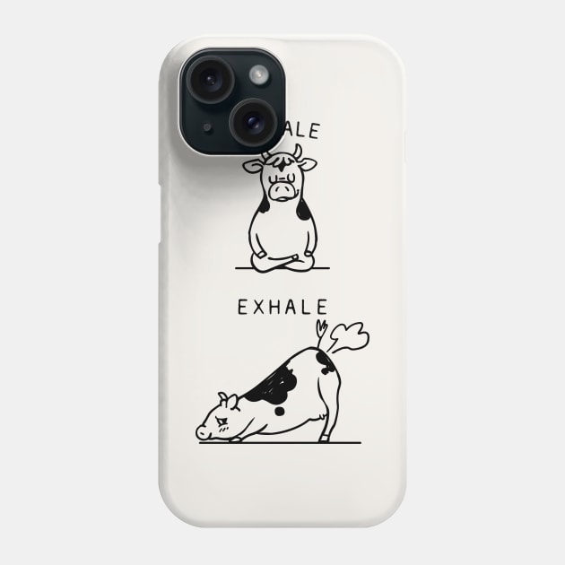 Inhale Exhale Cow Phone Case by huebucket