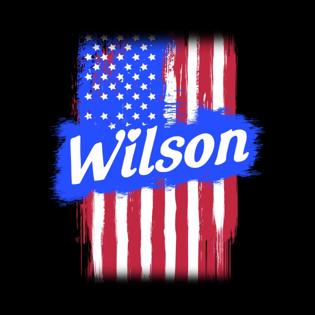 American Flag Wilson Family Gift T-shirt For Men Women, Surname Last Name by darius2019