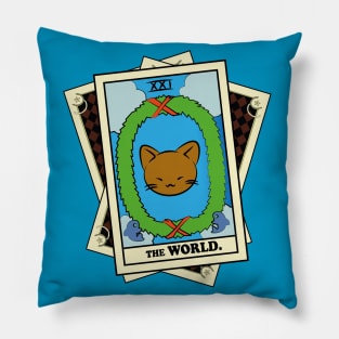 TAROT CARDS DECK | THE WORLD. | FORTUNE CAT Pillow