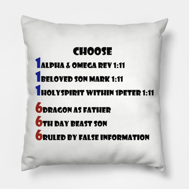 Holy Trinity 111 or Unholy Trinity 666 - You Choose - Mark of the Beast - Revelation - Bible Christian Motivation Pillow by formyfamily