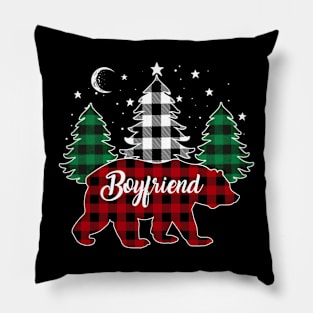 Boyfriend Bear Buffalo Red Plaid Matching Family Christmas Pillow