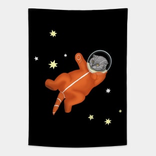 Space cat. Cat astronaut. Cat in an orange spacesuit Tapestry