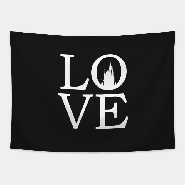 LOVE Magic Castle Black and White Tapestry by FandomTrading