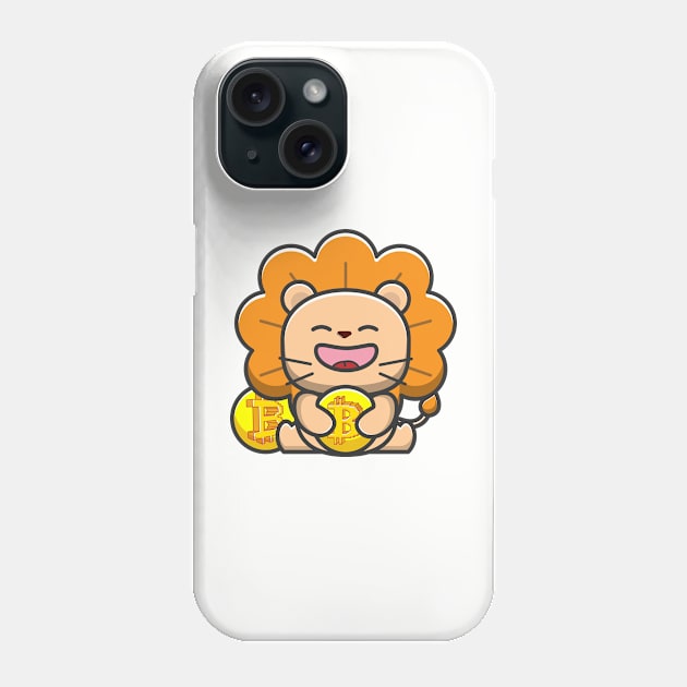 lion huging bitcoin Phone Case by fflat hds