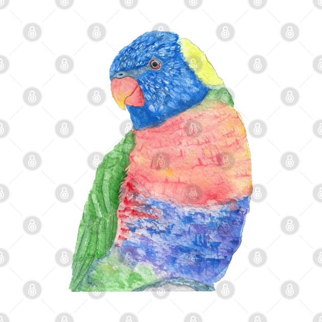 Watercolor rainbow lorikeet parrot watercolor portrait by Oranjade0122