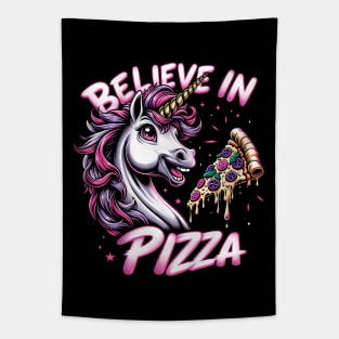 Believe in Pizza - Unicorn Tapestry