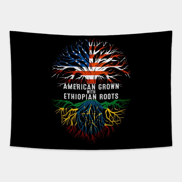 American Grown With Ethiopian Roots Tree Ethiopia Flag Usa Tapestry by Henry jonh