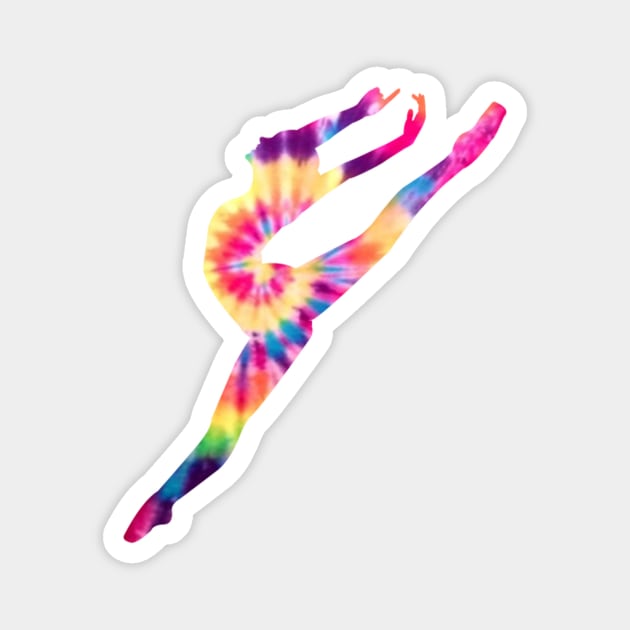 Tie Dye Dancer Gymnast Silhouette Tee Magnet by charlescheshire