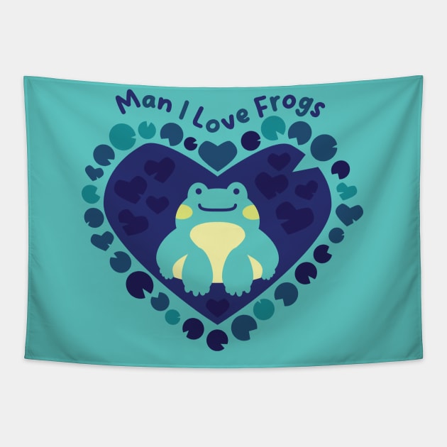 Man I Love Frogs [pond] Tapestry by deadbeatprince typography