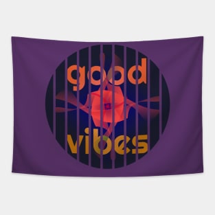 "Good Vibes" - Retro Disco Beach Party Design Tapestry