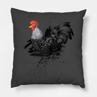 Grunge Black Rooster Pillow