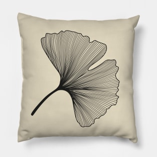 Ginkgo Biloba leaf black & white Pillow