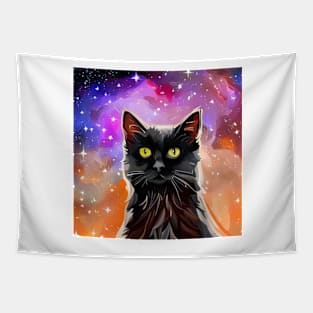 Magical Black Cat Starshine Tapestry