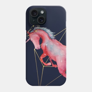 Watercolor Celestial Galaxy Unicorn Octahedron Phone Case