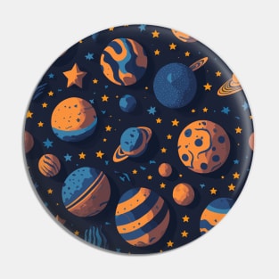 Starry Night Planet Pattern Design for Space Lovers Pin