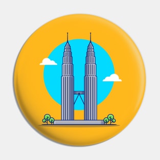 Petronas Twin Tower Cartoon Illustration Pin