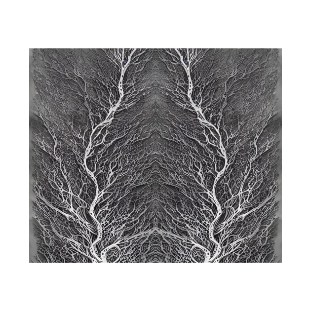 Grayscale Aesthetic Fractal Lightning Bolts - Black and White Abstract Artwork by BubbleMench