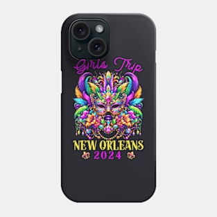 Girls Trip New Orleans 2024 Women Girl Mardi Gras Mask Beads Phone Case