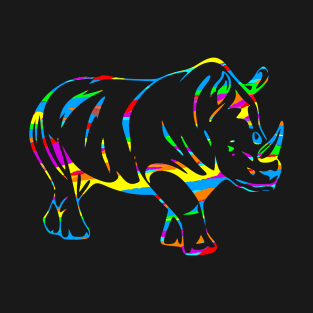 Colorful Rhino Outline T-Shirt