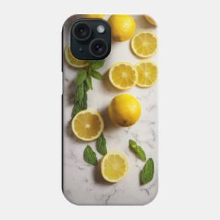 Lemon slices on stone table Phone Case