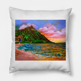 Diamond Head Seashore Pillow