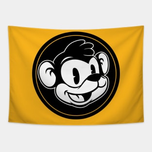 Smiling Monkey Retro Cartoon Tapestry