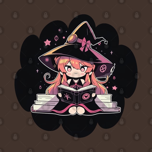 Baby Witch Libra Zodiac Sign Reading Spell Book Chibi Style by The Little Store Of Magic