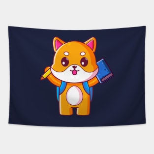 Cute shiba inu go to school Tapestry