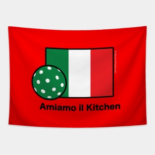 Amiamo il Kitchen. We Love the Kitchen Italian Flag Pickleball Shirt. Tapestry