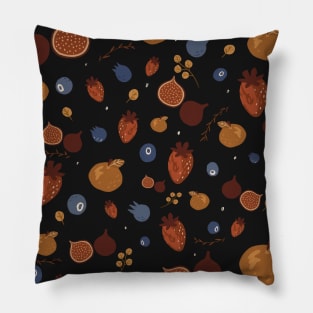 Fruit pattern (black) Pillow