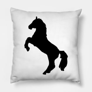 rearing horse black Pillow