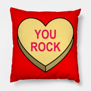 Valentines Candy Heart Yellow You Rock Pillow