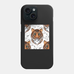 Continuous Line Tiger Portrait. 2022 New Year Symbol by Chinese Horoscope Phone Case