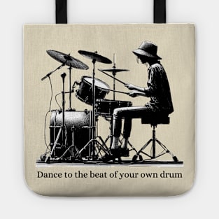 Dance to The Beat Of Your Own Drum Black Work Tote