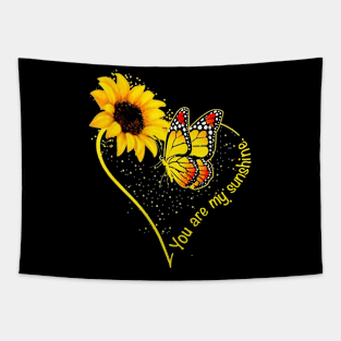 You Are My Sunshine Sunflower Butterfly T-Shirt Gift Womens Tapestry