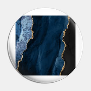 Watercolor Agate in Navy Blue with Glitter Veins Pin