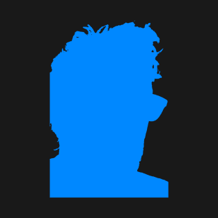 Silhouetted guy with glasses looking right and turning blue. T-Shirt