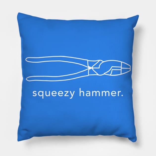 Funny Electrical Text, Electrician Humor, Squeezy Hammer Pillow by The Trades Store