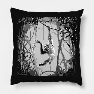 Orangutan Grayscale Illustration Pillow