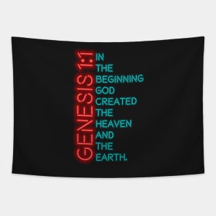 Genesis 1:1 Neon Tapestry