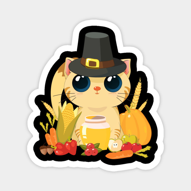 Chibi Anime Cat Harvest Festival Thanksgiving Day Thanksgiving