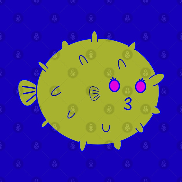 Kawaii Cute Kissy Pufferfish, Pufferfish Lover by vystudio