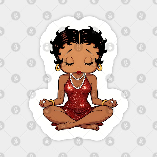 Black Betty Boop Meditating Magnet by UrbanLifeApparel
