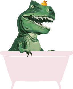 Playful T-Rex in Bathtub in Green Magnet