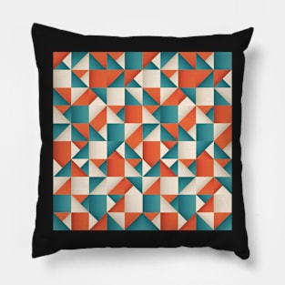 Blue and Orange Geometric Pattern Pillow