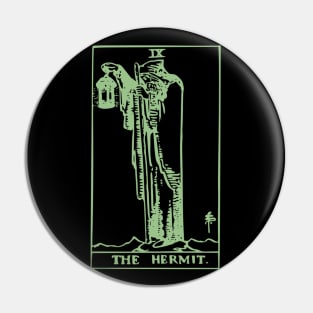 The Hermit Tarot Card Classic Occult White on Black Zed Lep Green Print Gothic Retro Tee Shirt Mug Sticker + More Pin