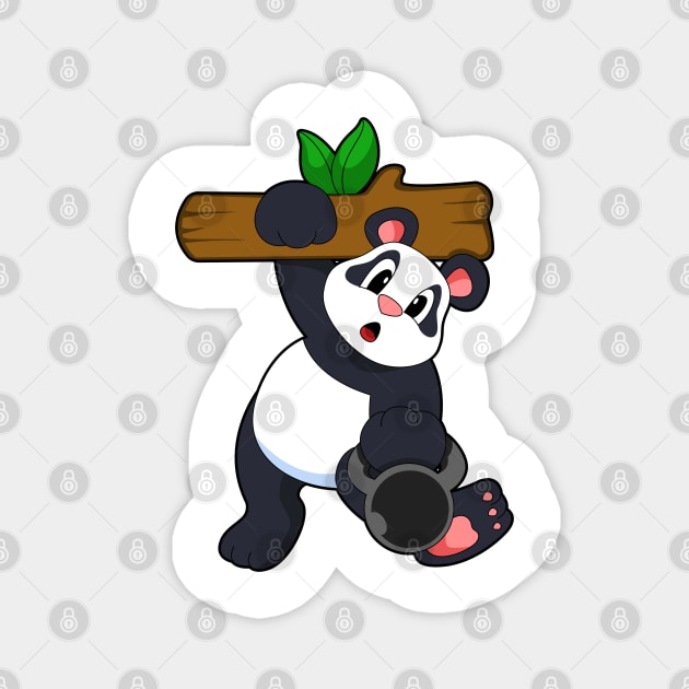 Panda with Wood at Strength training Magnet by Markus Schnabel